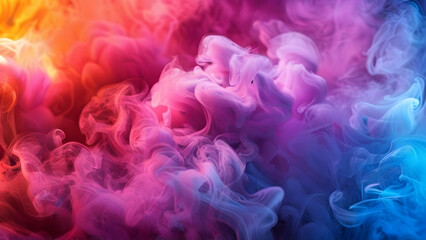 Fototapeta premium Multicolored illustration of picturesque full frame backdrop of abstract fantastic dense smoke of different shades.