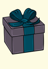Elegant Gift Box Illustration with Blue Ribbon