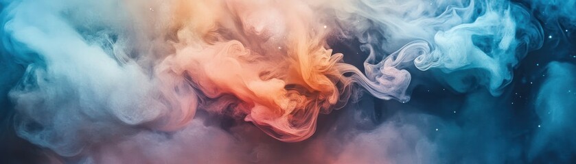 Naklejka premium Abstract Swirling Ink in Blue, Orange, and White Hues