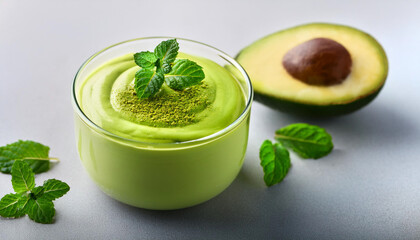 Cream mousse with matcha and avocado