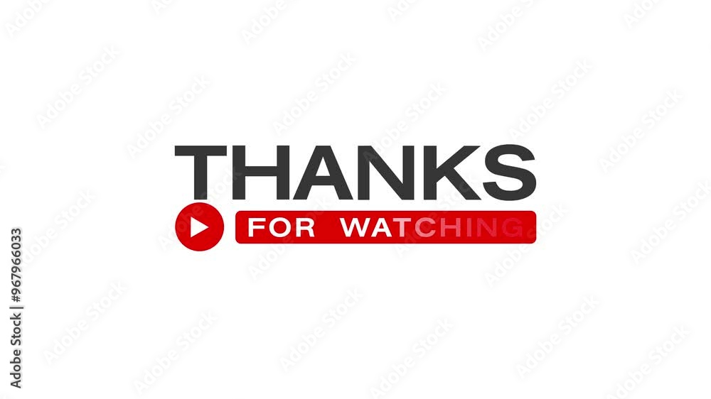 Poster video animation of a text animation of thanks for watching on a white background. animation for the 