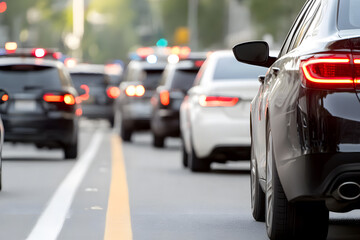 Naklejka premium Police Patrol Cars Conducting a Routine Traffic Stop | Law Enforcement and Public Safety Operations