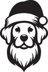 Merry Christmas and Santa Claus cute Dog Silhouette Holiday Vectors