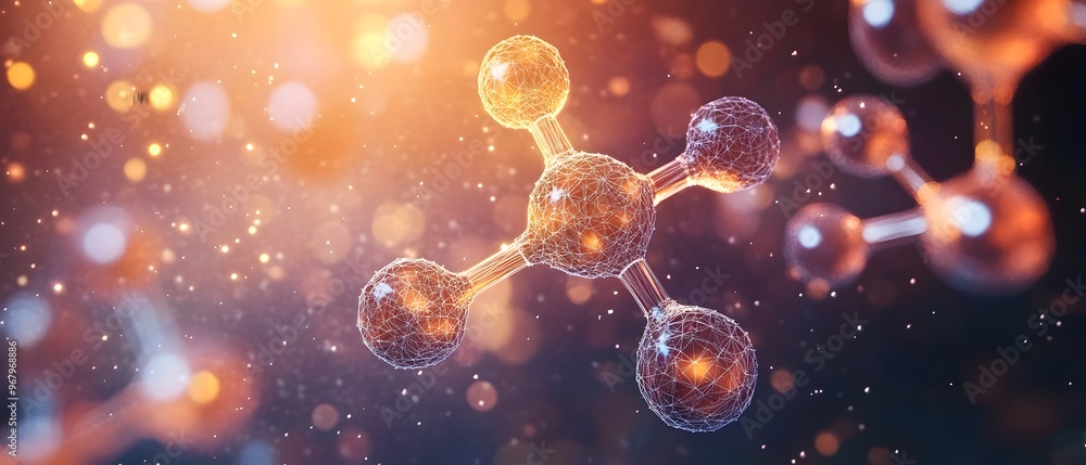 Poster l carnitine molecular structure rendered in wireframe 3d model style floating in a space filled with