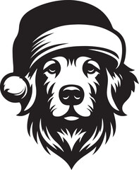 Merry Christmas and Santa Claus cute Dog Silhouette Holiday Vectors