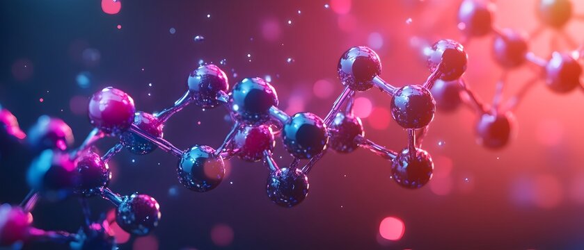 3D Visualization of L Carnitine Molecular Structure with Vibrant Hues and Intricate Chemical Bonds Highlighting the Compound s Resemblance to an Amino Acid in a Photography Concept with Copy Space