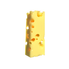 Cheese alphabet. Letter I on transparent background, 3d render.