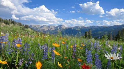 Obraz premium Wildflower Meadow in Mountain Landscape