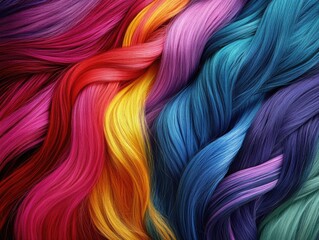 Colored Hair Bunch Close Up