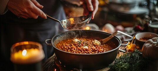 Hungarian New Year's Tradition: Families Cooking and Eating Lentil Soup for Good Fortune