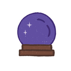HALLOWEEN DIVINATION PURPLE CRYSTAL BALL, HAND DRAWING