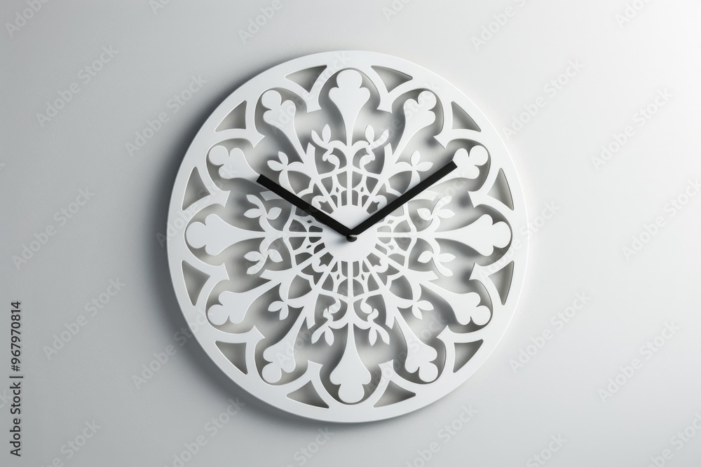 Poster A simple clock with black hands displayed on a wall