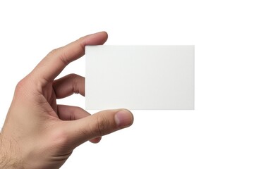 Obraz premium A person holding a white business card, great for professional and corporate use