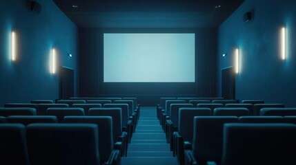 Projected image on a screen in a cinema, with a slight glow around the edges, projector screen, media display.