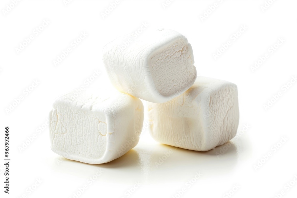 Wall mural Three colorful marshmallows stacked on top of each other, great for food photography or a fun illustration