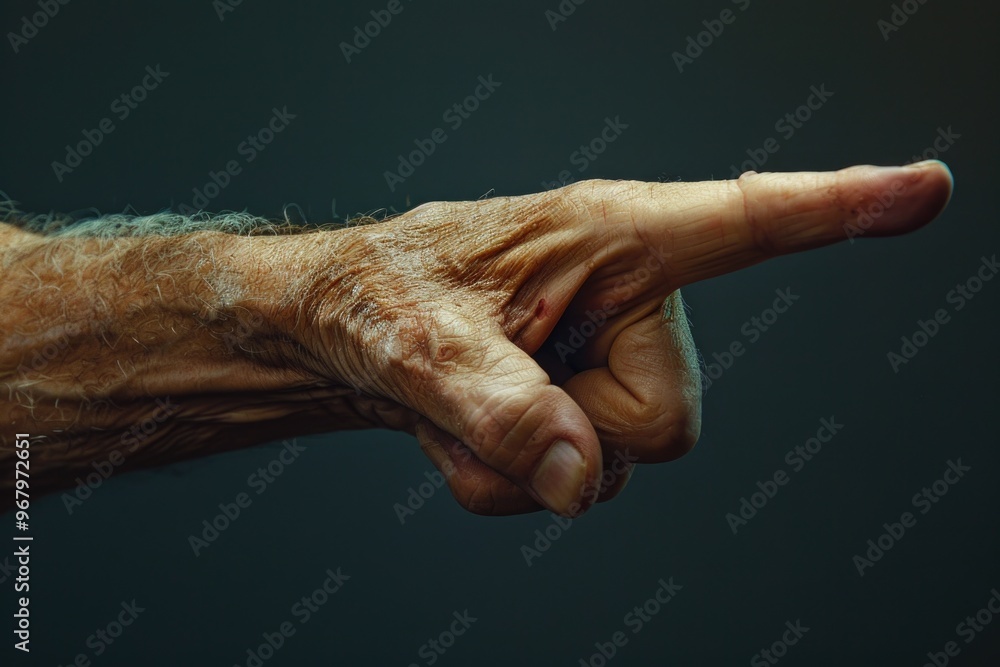 Poster an older person points at something with their hand