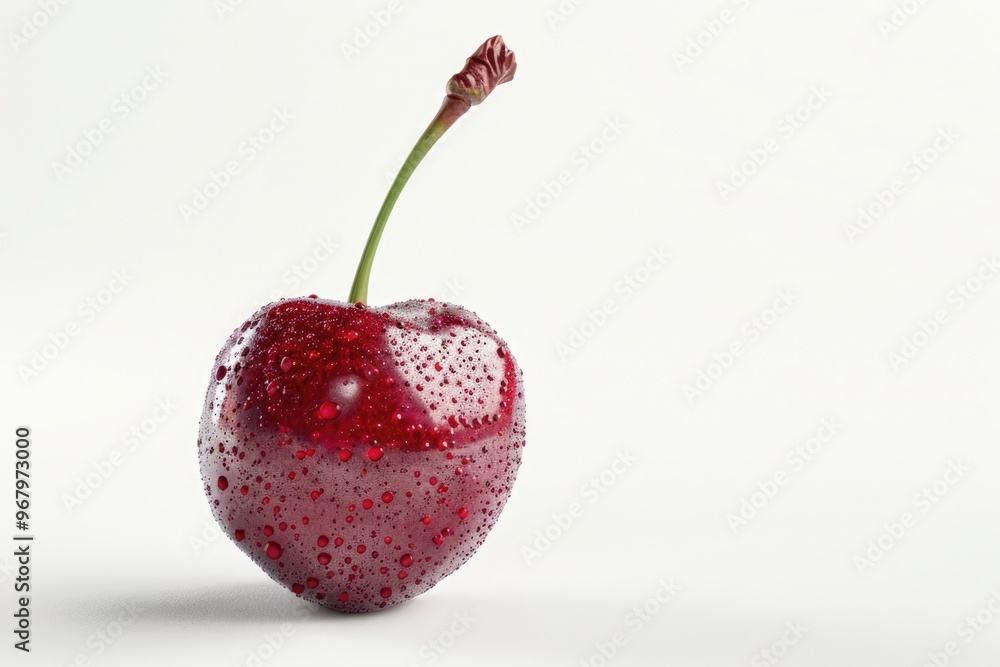 Poster a close-up shot of a red apple with water droplets on its surface