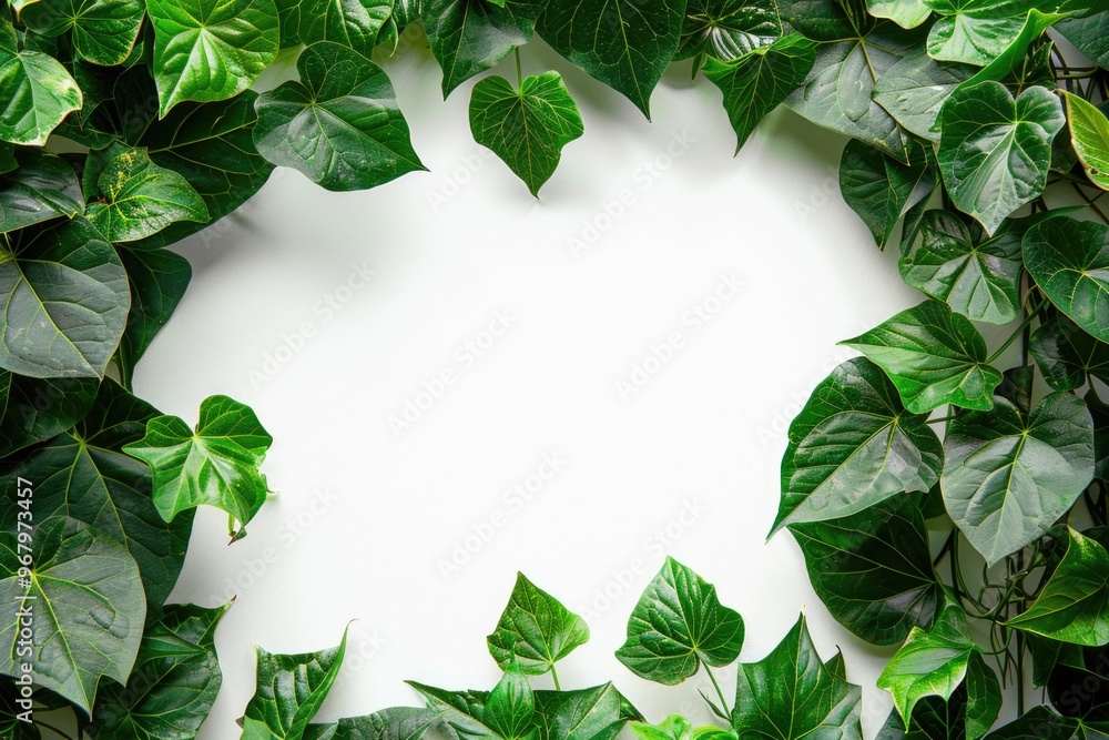 Aufkleber a simple leaf frame on a clean white background, perfect for adding a touch of nature to your design