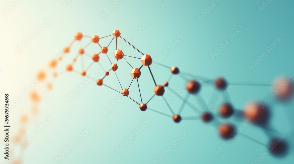 Poster a timeline graph stretching upwards with abstract points and connections, progress and the systemati