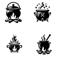 Cauldron icon, cauldron silhouette on white background