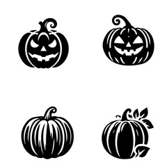 Pumpkin icon, pumpkin silhouette on white background