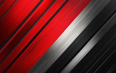 Obraz premium Abstract Diagonal Stripes in Red, Black and Silver