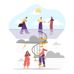 Glass ceiling concept vector illustration set