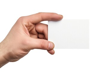Obraz premium A person holding a white business card, great for corporate or professional use
