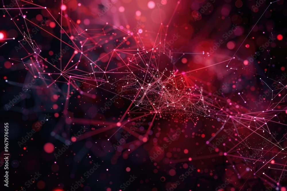 Poster a close-up of a red and black geometric patterned background with many lines and dots