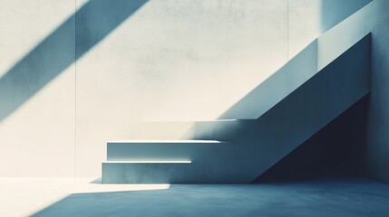 Obraz premium Minimalist Concrete Staircase with Shadow Play in an Empty Room