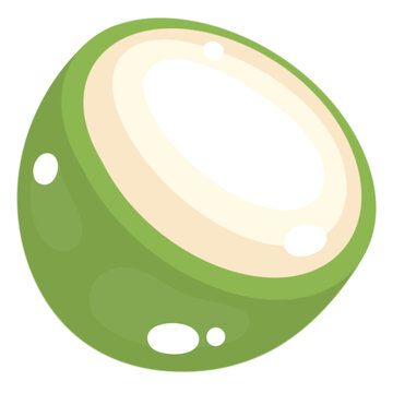 green coconut cut open cartoon style clip art preview