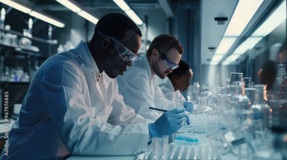 Poster a group of people working together in a laboratory setting