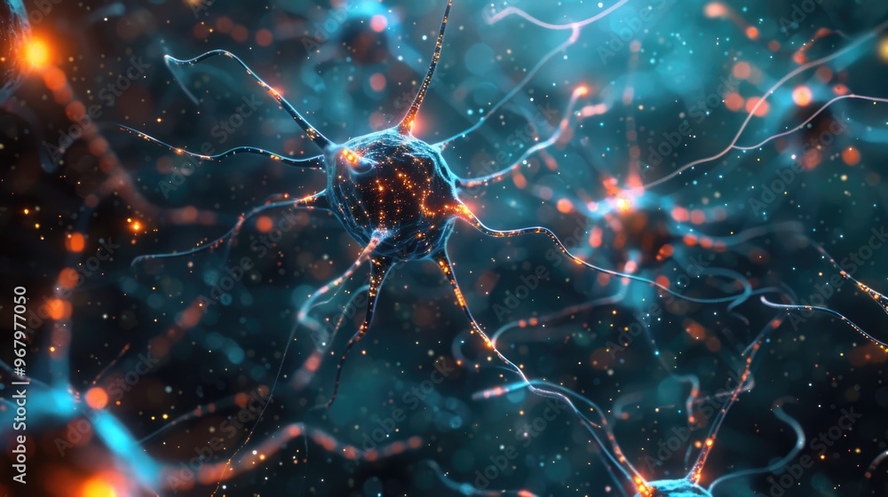 Poster A cluster of neurons in a close-up view