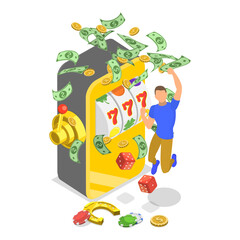 3D Isometric Flat Vector Illustration of Internet Gambling, Online Casino. Item 1