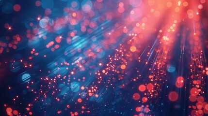 Fototapeta premium Abstract glowing lights in blue and red colors. Bokeh and light streaks effect. Technology and digital concept