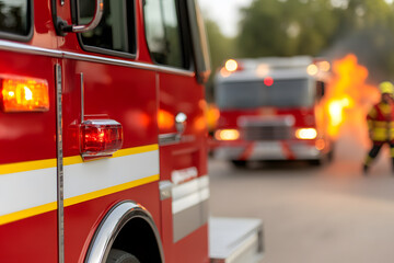 Fire Truck with Firefighters in Action | Emergency Response and Firefighting Operations