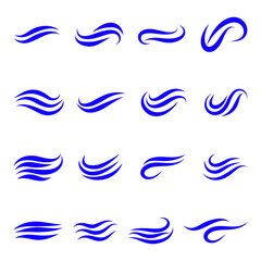 Set of blue wave line decorations