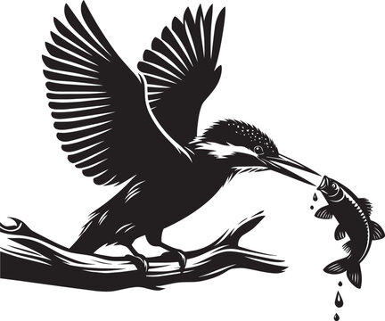 recommend clip art: Beautiful kingfisher bird flying Silhouette vector illustration isolated on a white background