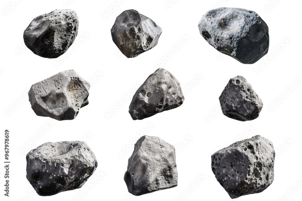 Poster a collection of rocks resting on a clean, white surface