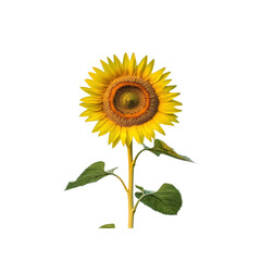 Fototapeta premium Single Sunflower Isolated on White Background