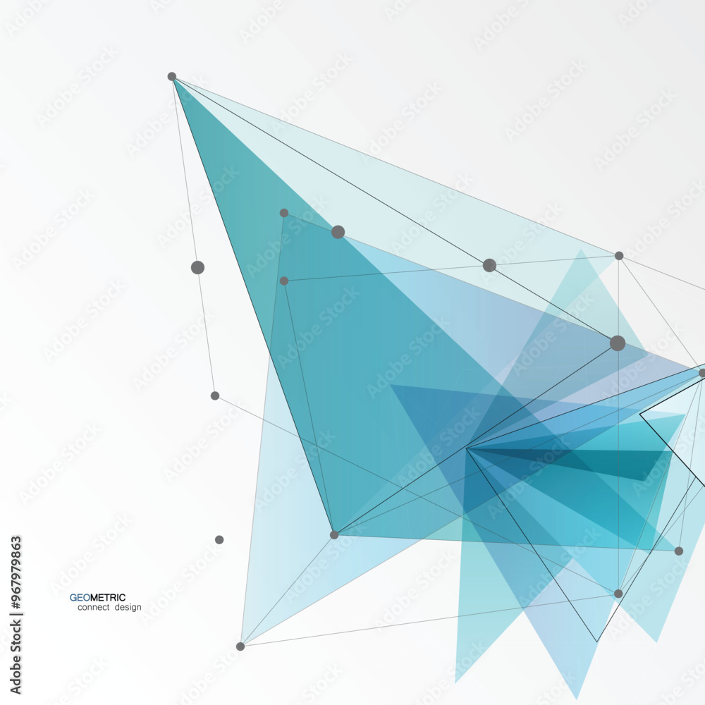 Poster abstract triangles connect design. geometric texture background. scientific vector technology