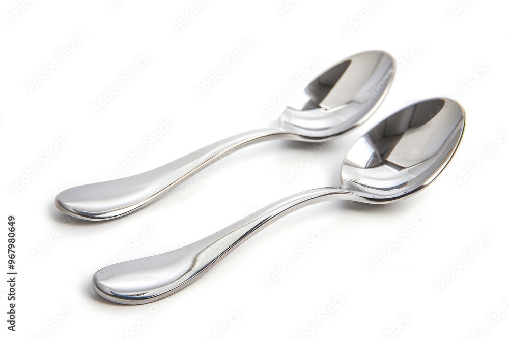 Poster Two silver spoons resting together, simple and elegant