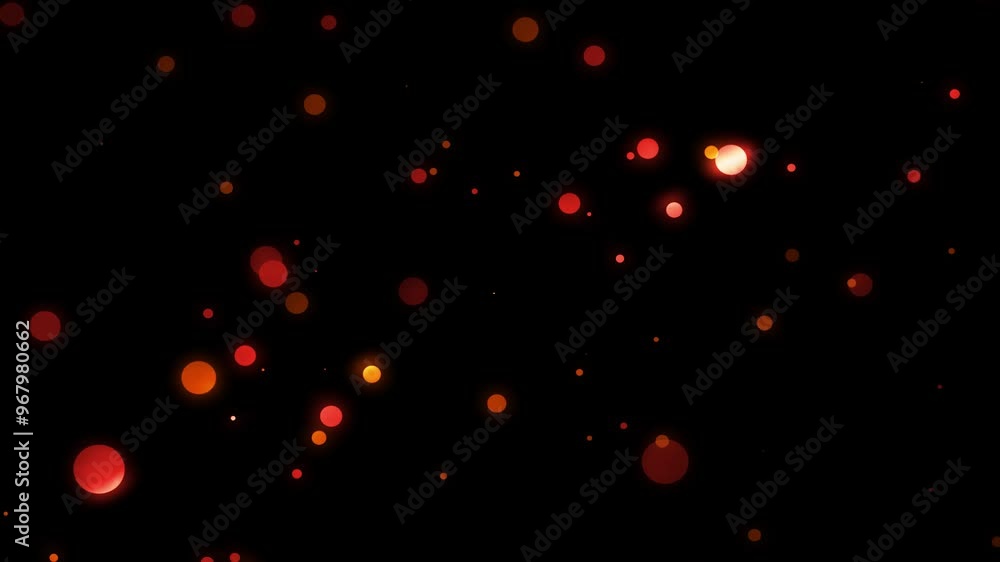 Poster animation loop flow up glow orange gold stars particles sparks float to top on black abstract backgr