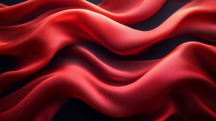 Obraz premium Flowing red silk waves, abstract pattern. Elegance and luxury concept
