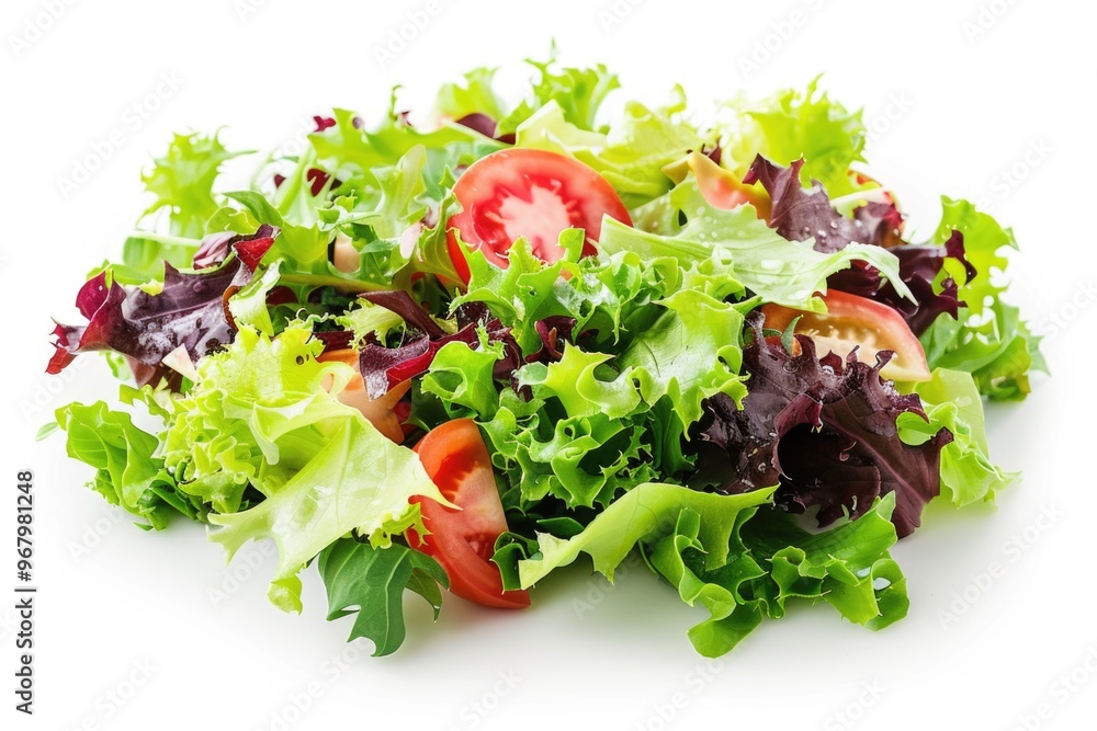 Poster Fresh mixed greens salad with tomatoes and lettuce