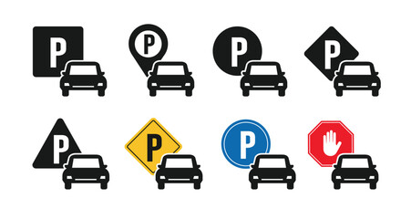 road sign icons, parking lot icons of various types. suitable for poster use and web icons