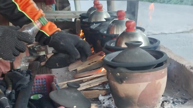 S erabi or Surabi or sorabi with oncom and chilli seasoning for topping.Indonesian traditional food and cuisine. Authentic from java.