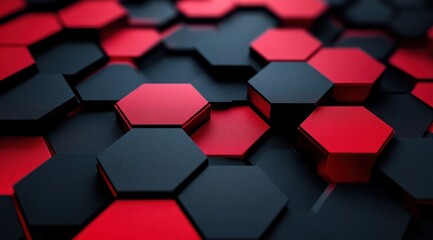 Abstract Red and Black Hexagon Pattern
