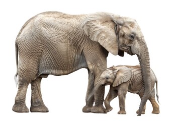 Obraz premium A close-up view of a baby elephant standing beside its adult companion