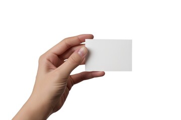 Obraz premium A person holds a white business card in their hand, ready for networking or career opportunities